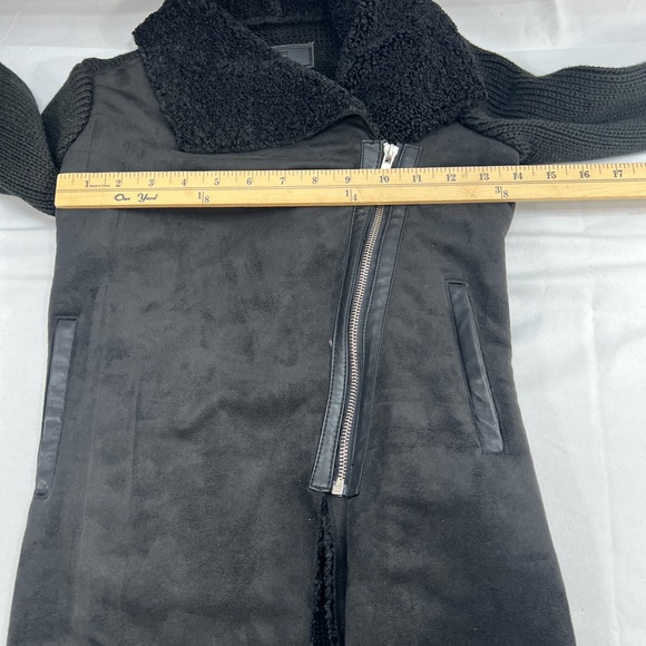 BLANKNYC Fitted Side Zip Faux Fur Collar Suede Leather Moto Sweater Jacket - Picture 11 of 13